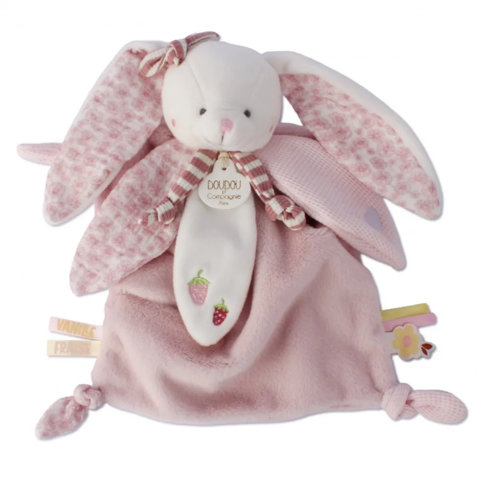 Doudou lapin 25 cm vanille fraise