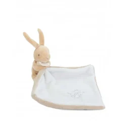 Doudou lapin mouchoir 10 cm beige