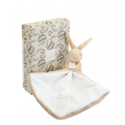 Doudou lapin mouchoir 10 cm beige