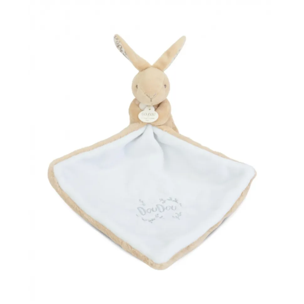 Doudou lapin mouchoir 10 cm beige