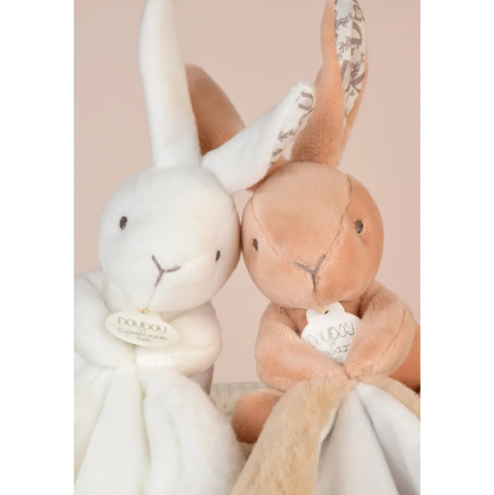 Doudou lapin mouchoir 10 cm beige