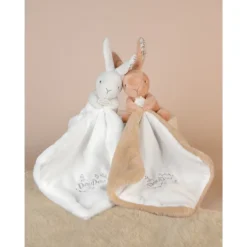 Doudou lapin mouchoir 10 cm blanc