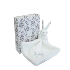 Doudou lapin mouchoir 10 cm blanc