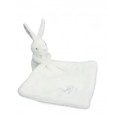 Doudou lapin mouchoir 10 cm blanc