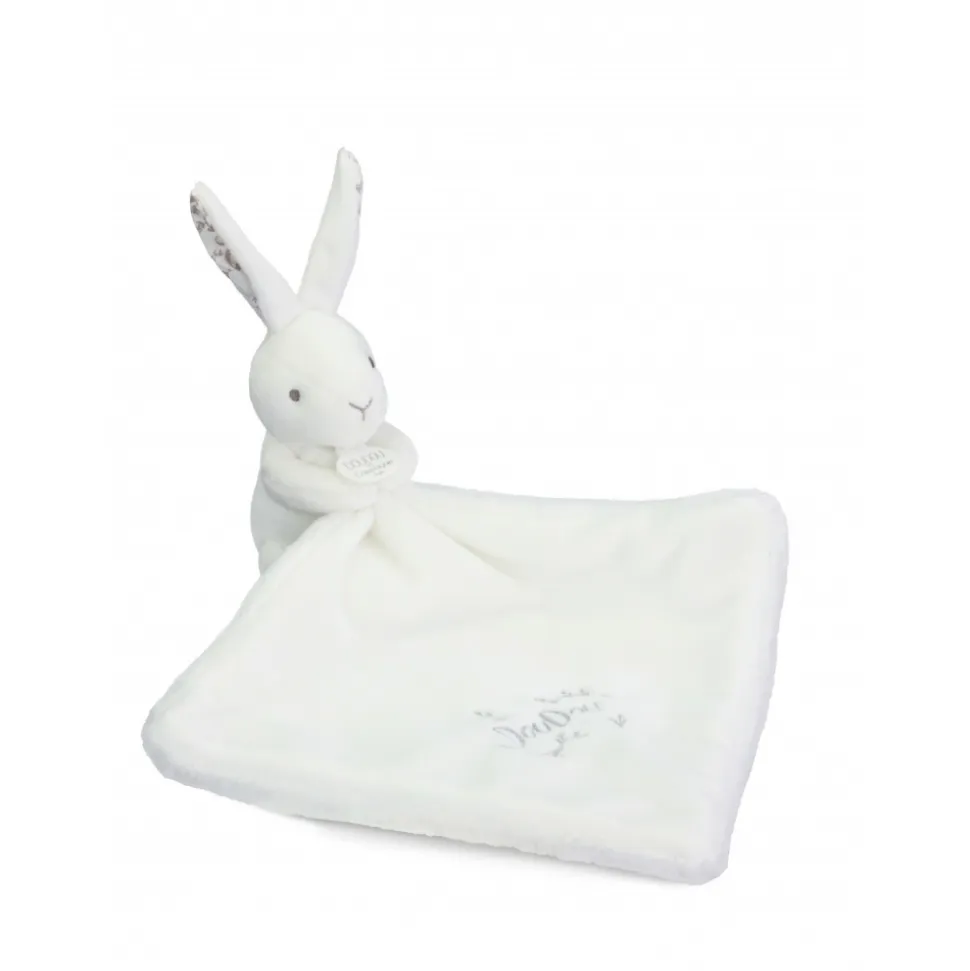 Doudou lapin mouchoir 10 cm blanc