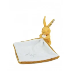 Doudou lapin mouchoir 10 cm ocre