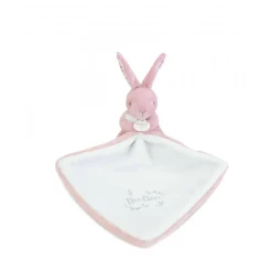 Doudou lapin mouchoir 10 cm rose