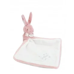 Doudou lapin mouchoir 10 cm rose
