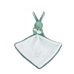 Doudou lapin mouchoir 10 cm vert sauge