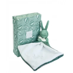 Doudou lapin mouchoir 10 cm vert sauge