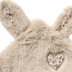 Doudou lapin petit c?ur - liberty / fausse fourrure beige