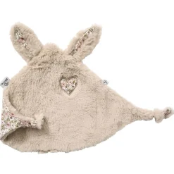 Doudou lapin petit c?ur - liberty / fausse fourrure beige