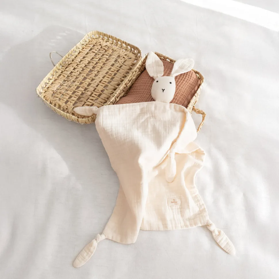 Doudou lapin 40x40 cm ecru