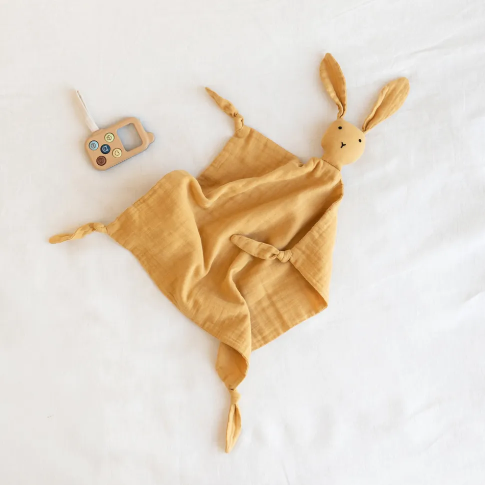 Doudou lapin 40x40 cm ocre