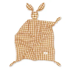 Doudou lapin 40x40 cm ocre / blanc