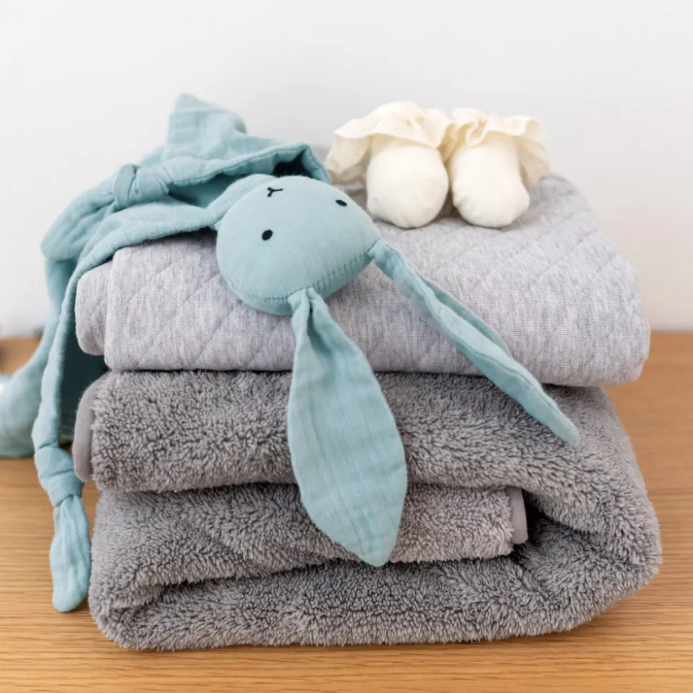 Doudou lapin 40x40 cm turquoise