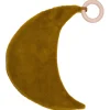 Doudou lune avec anneau dentition gaze et bambou ocre