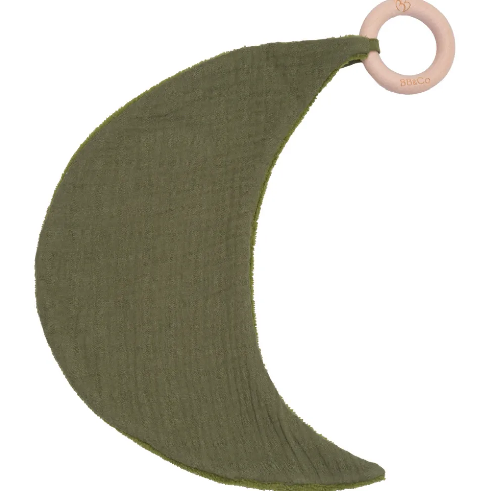 Doudou lune avec anneau dentition gaze et bambou