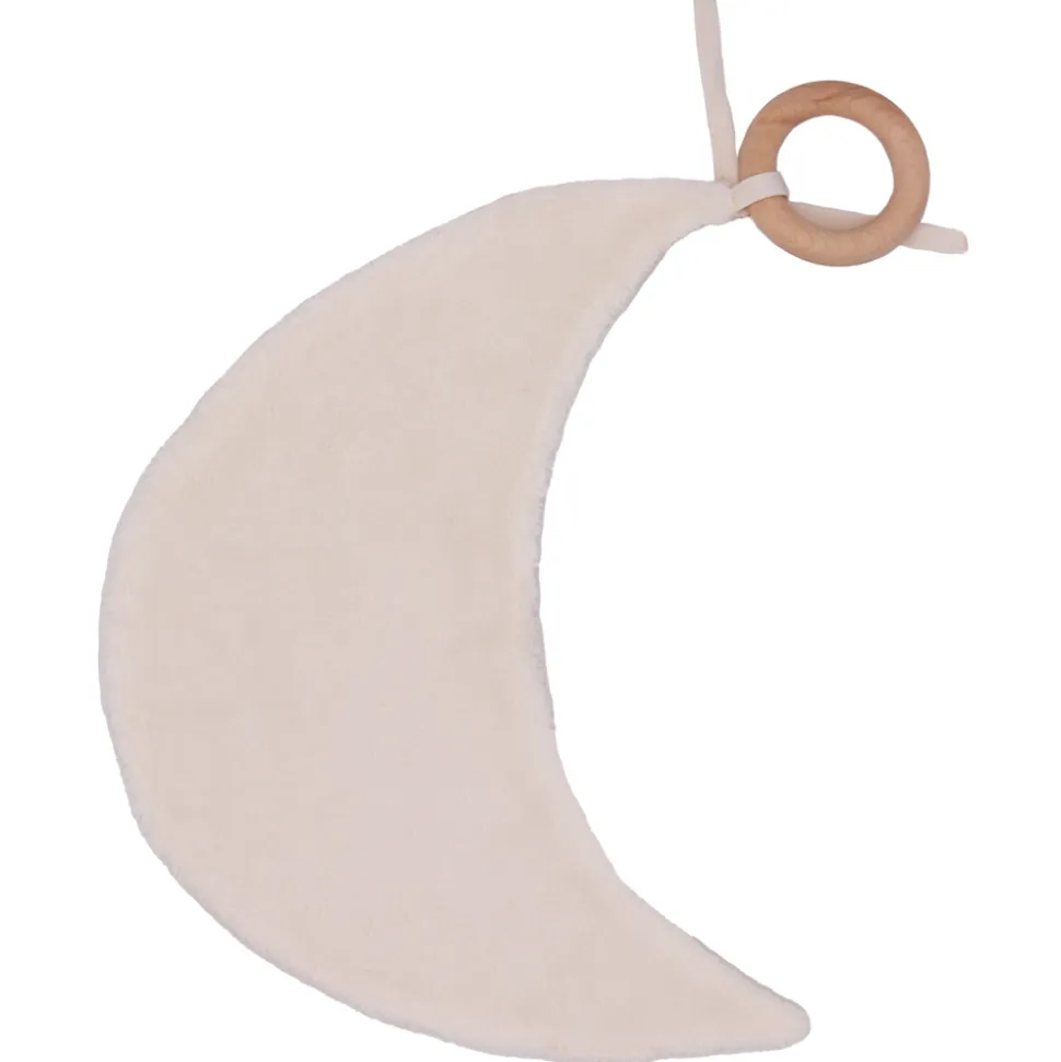 Doudou lune avec anneau dentition gaze et bambou
