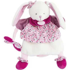 Doudou marionnette lapin cerise