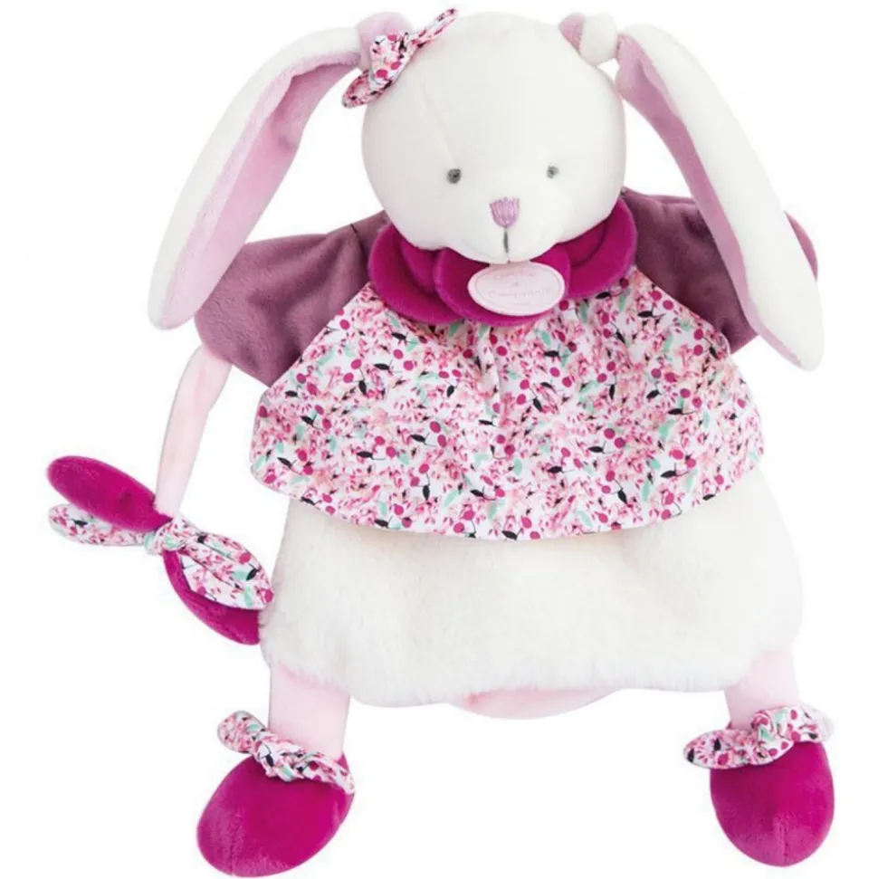 Doudou marionnette lapin cerise