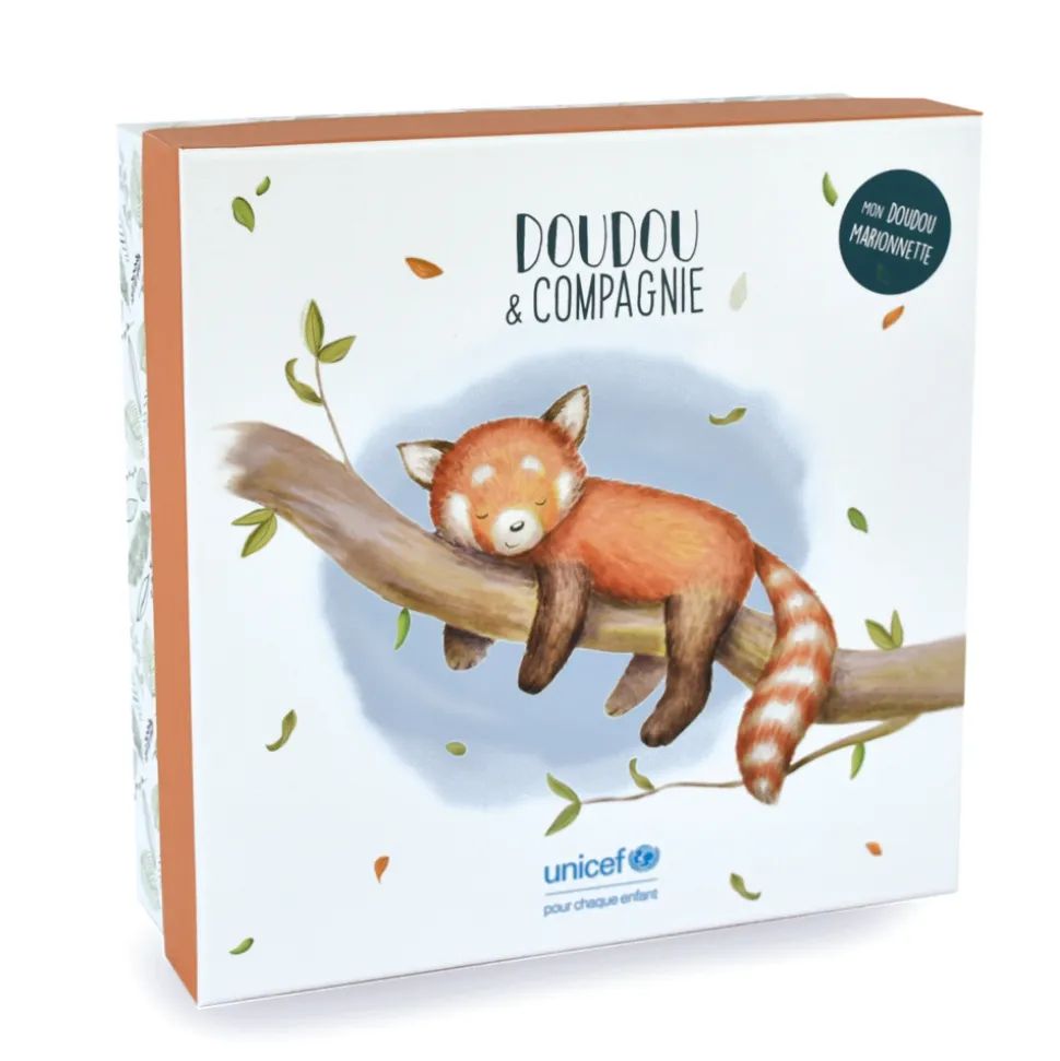 Doudou marionnette unicef panda roux