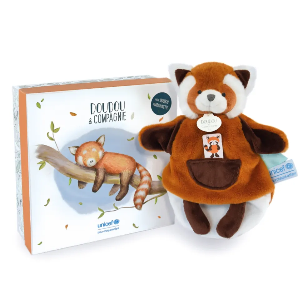 Doudou marionnette unicef panda roux