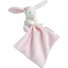 Doudou mouchoir boîte fleur lapin rose