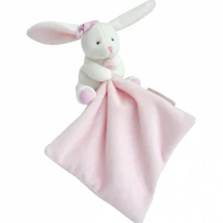 Doudou mouchoir boîte fleur lapin rose