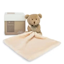 Doudou mouchoir boîte fleur ours