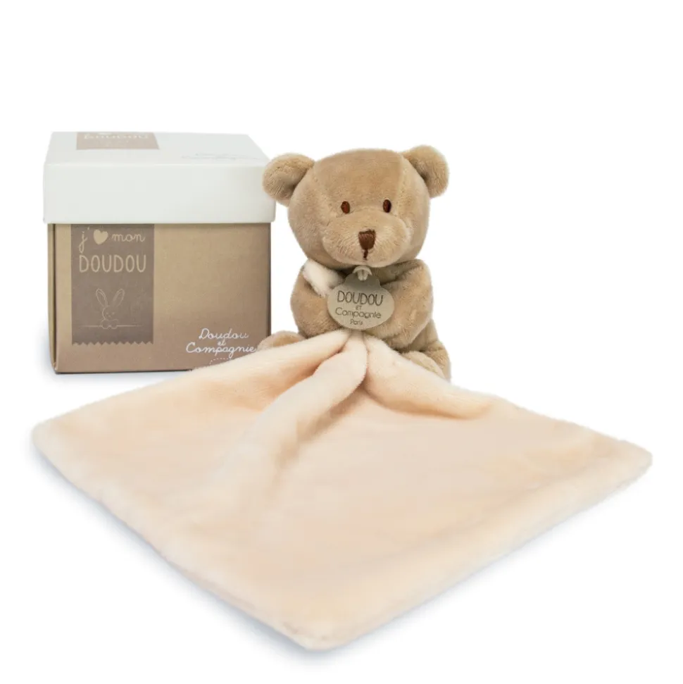 Doudou mouchoir boîte fleur ours