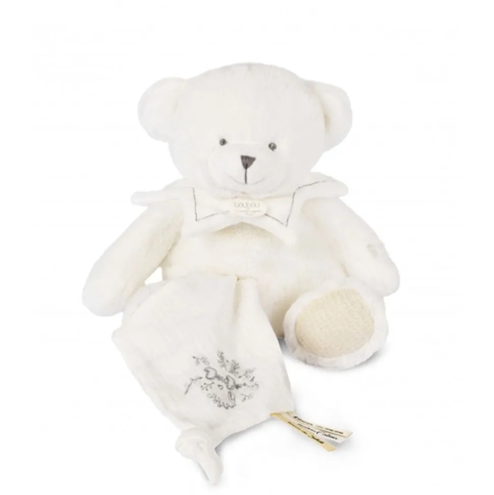 Doudou mouchoir ours 30 cm blanc
