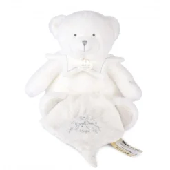Doudou mouchoir ours 30 cm blanc