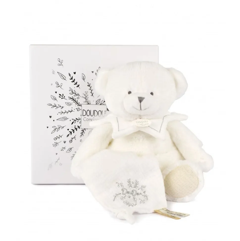 Doudou mouchoir ours 30 cm blanc