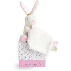 Doudou mouchoir perlidoudou lapin étoile rose