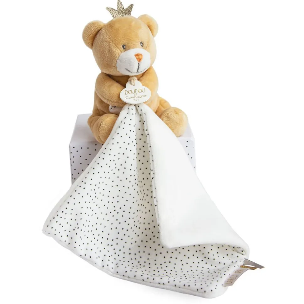 Doudou mouchoir perlidoudou ours petit roi