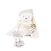 Doudou pantin attache sucette ours 20 cm blanc