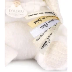 Doudou pantin attache sucette ours 20 cm blanc