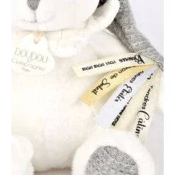 Doudou pantin attache sucette ours 20 cm argent