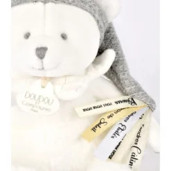 Doudou pantin attache sucette ours 20 cm argent