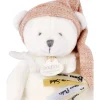 Doudou pantin attache sucette ours 20 cm rose