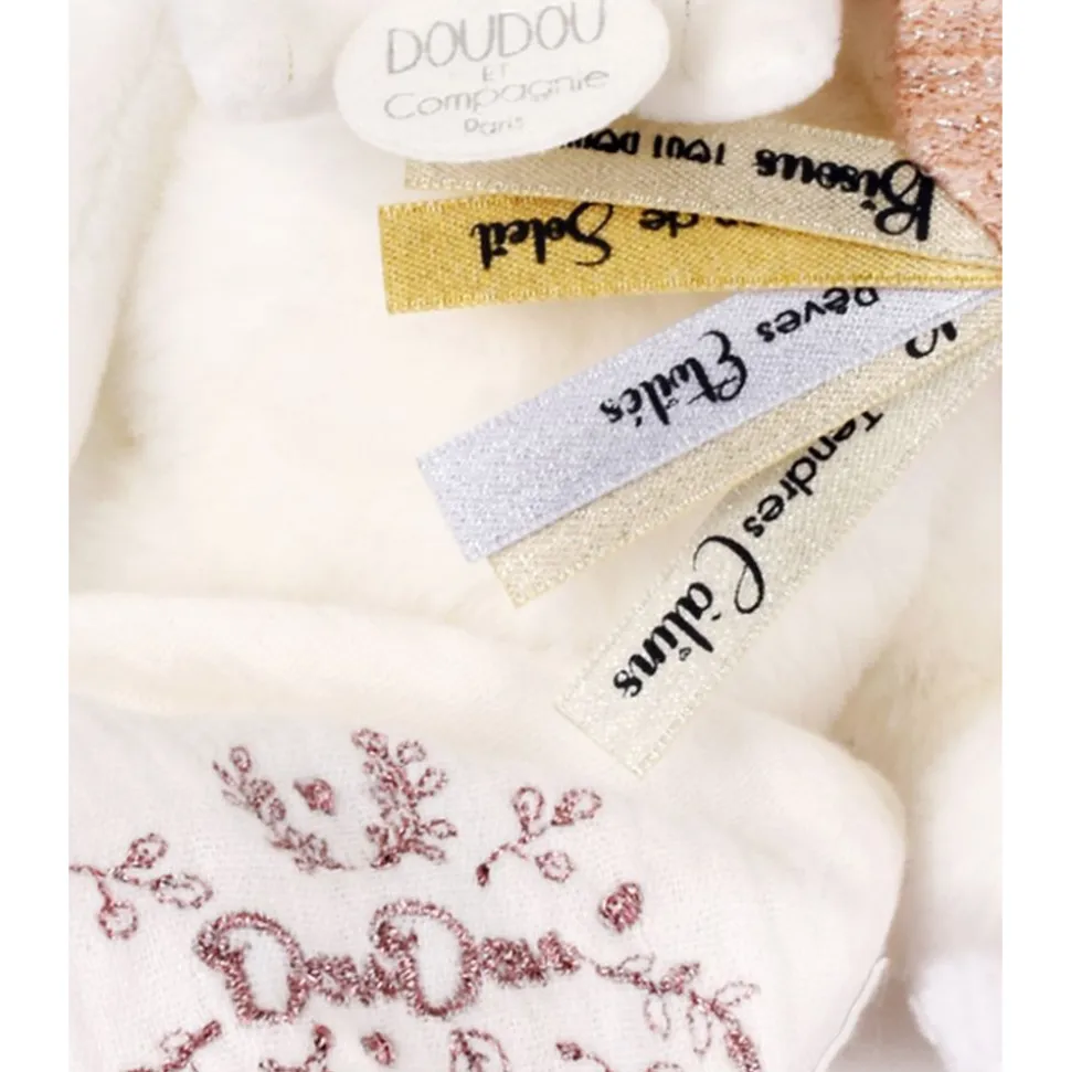 Doudou pantin attache sucette ours 20 cm rose