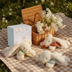 Doudou pantin lapin bonbon 20 cm bleu gris