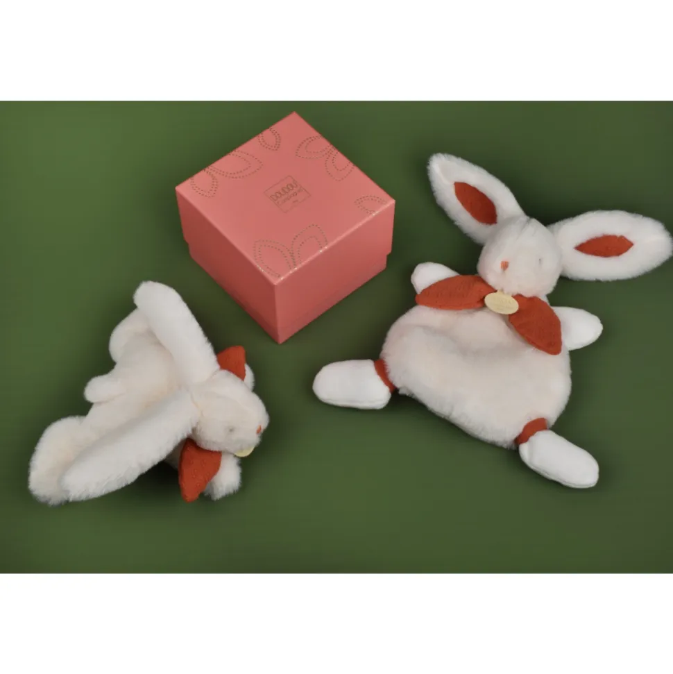 Doudou pantin lapin bonbon 20 cm terracotta