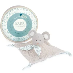Doudou plat botanic souris vert olive