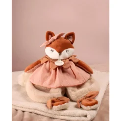 Doudou plat 29 cm mina la renarde