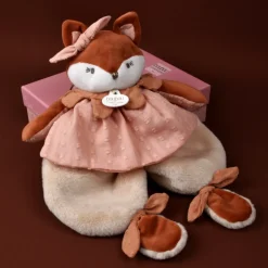 Doudou plat 29 cm mina la renarde