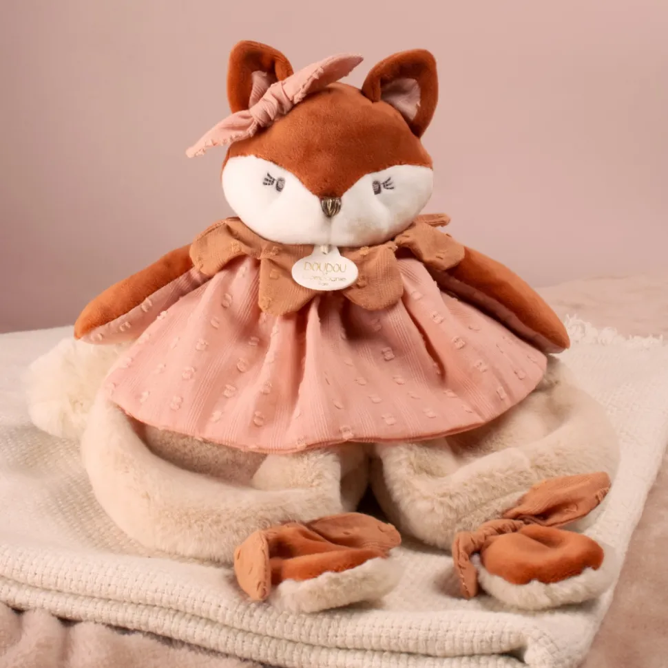 Doudou plat 29 cm mina la renarde