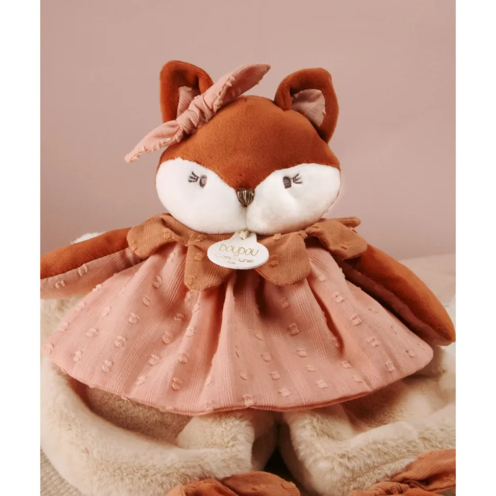 Doudou plat 29 cm mina la renarde