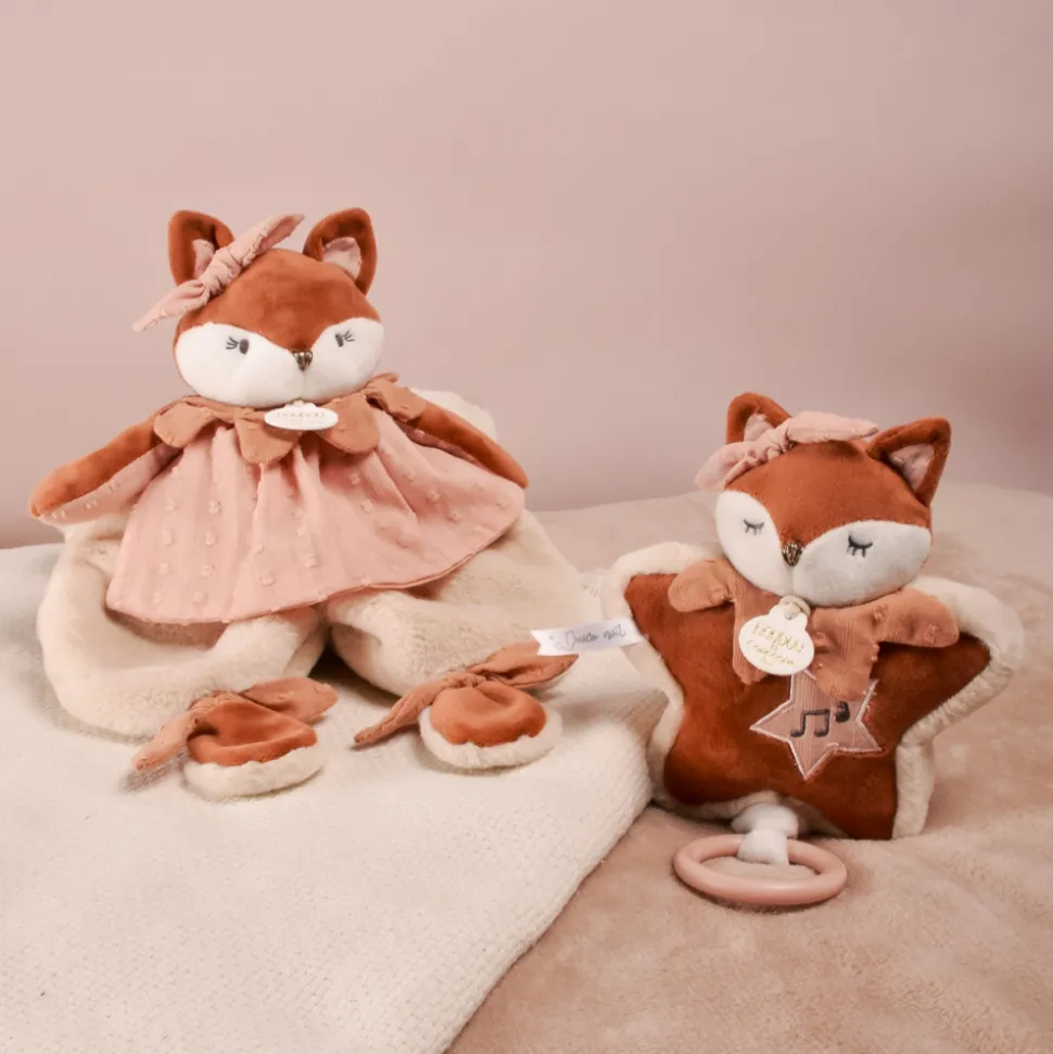 Doudou plat 29 cm mina la renarde